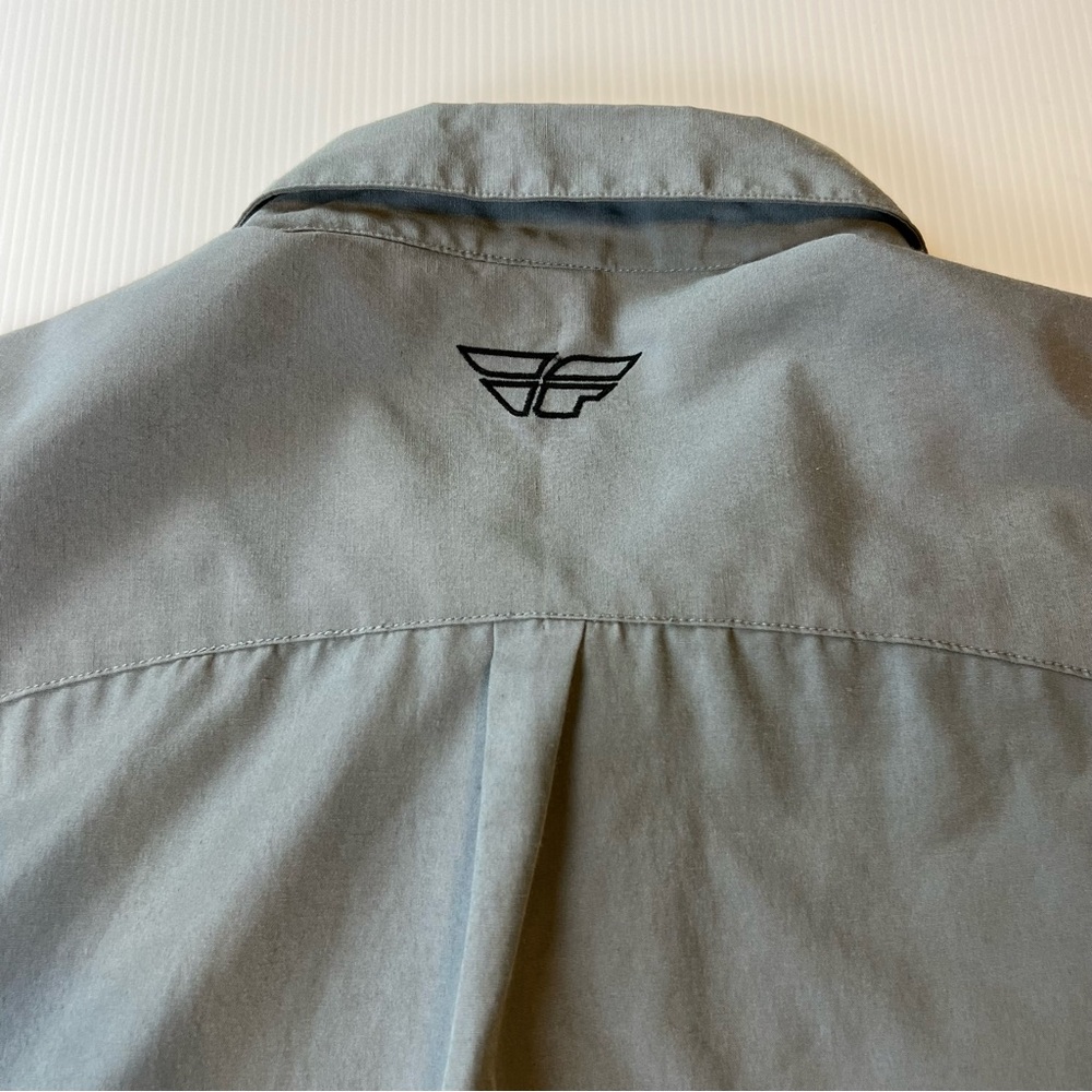 FLY Racing Grey Collared Button Up Short Sleeve Shirt Size Large - Picture 6 of 11
